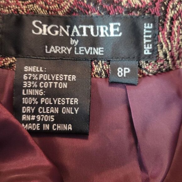 Vintage 8P Petite Womens Tapestry Skirt Set Burgundy Gold Medallion Jacquard - Picture 3 of 16